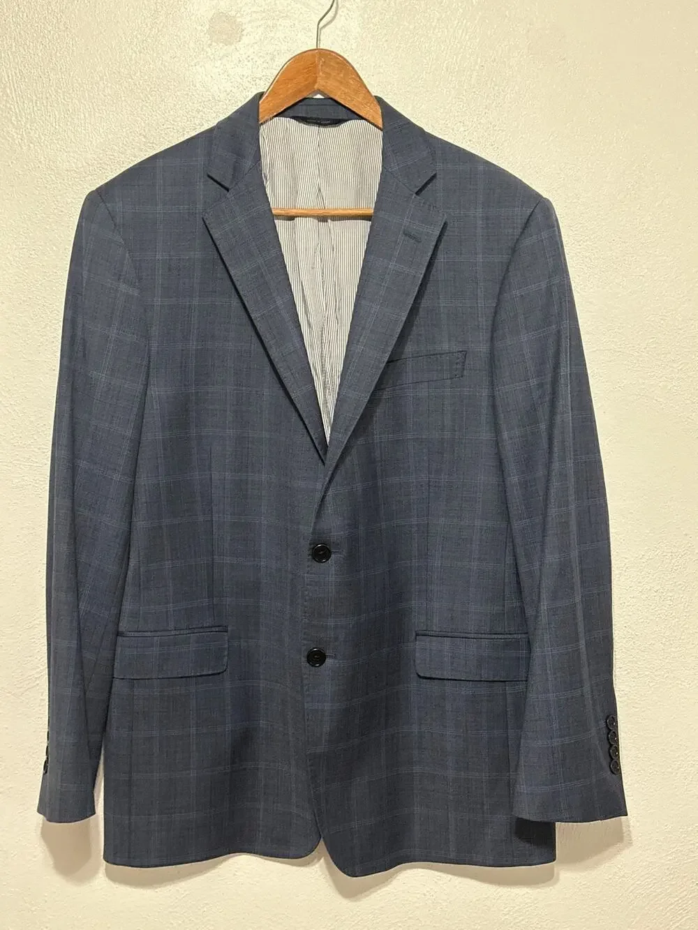 Brooks Brothers Explorer Regent Fit 43R Blue Windowpane Plaid Sports Coat Blazer